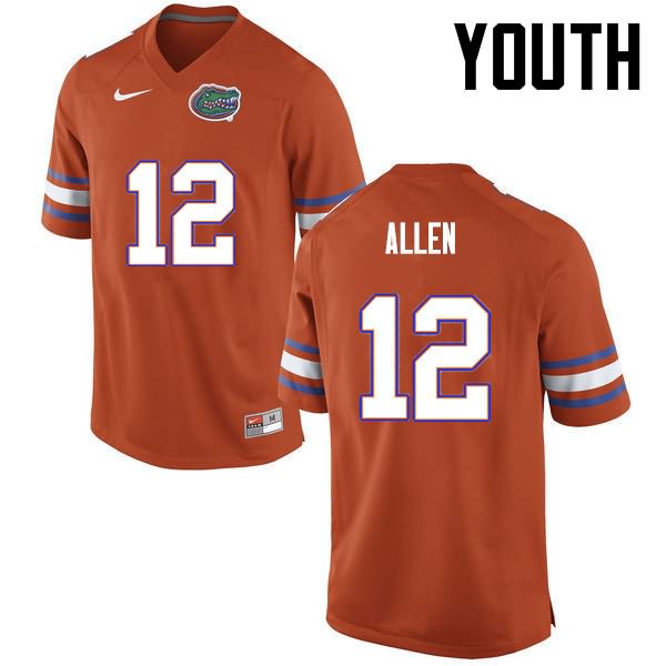 NCAA Florida Gators Jake Allen Youth #12 Nike Orange Stitched Authentic College Football Jersey YMQ7864IM